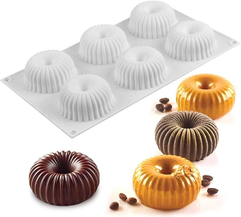 OCPO Kitchen Mini Silicone Mold for Baking Mousse & Cake, French Dessert Mold for Pastry Donuts Chocolate Brownie Jello (6-Cavity) - Image 1